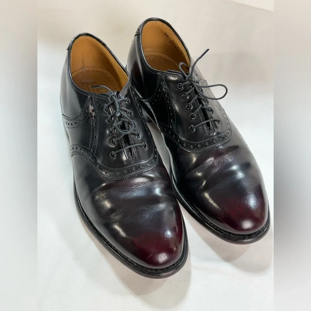 JOHNSTON & MURPHY ARISTOCRAFT Men's black/burgundy Leather Oxfords size 9.5